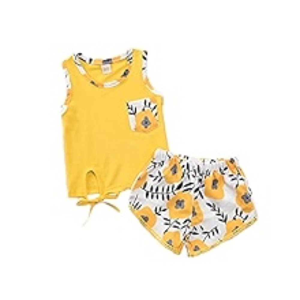 344 NIB fioukiay Floral Sleeveless Top & Shorts Set‎ - Size: 90 (18-24 months)